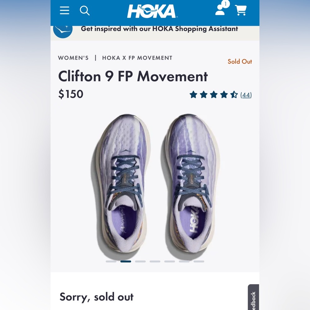 HOKA Clifton 9 FP Movement Sneakers - Purple and White